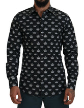 Dolce & Gabbana Black Crown Print GOLD Slim Shirt -   -  Dolce & Gabbana.